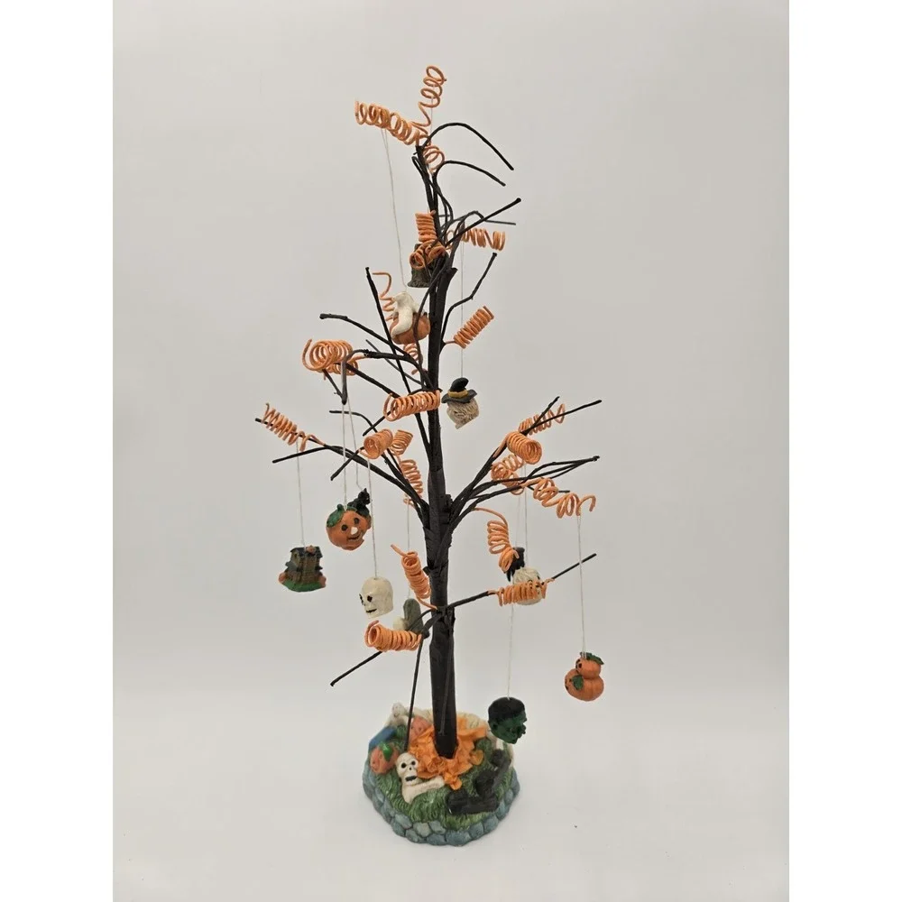 Halloween Village‎ Tree with Miniature Ornaments Tabletop Decoration